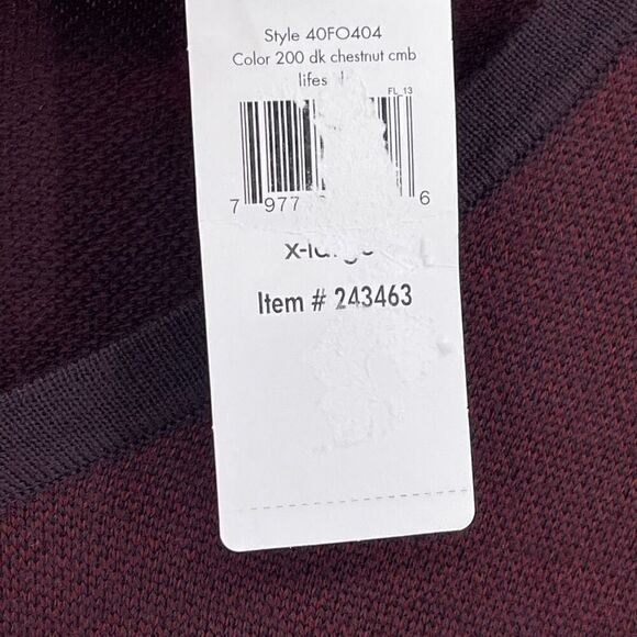 Calvin‎ Klein Italian Yarn Merino Wool Acrylic V-Neck Sweater Maroon Men XL NEW - Picture 5 of 7